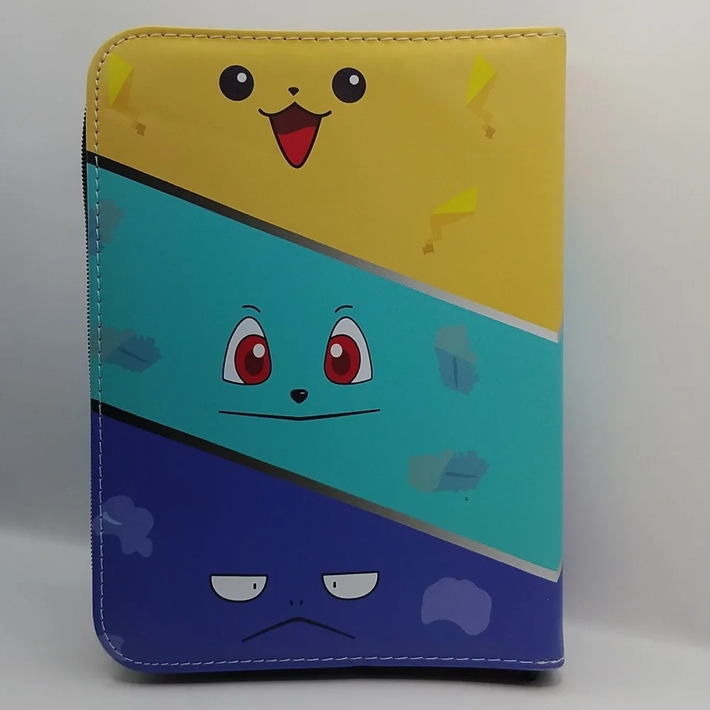 Pokemon Inspired Pikachu Bulbasaur Squirtle Anime Trading Card Zip-Up Binder